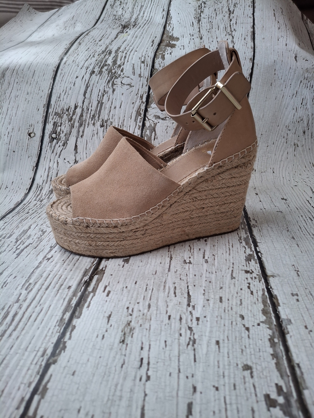 Gianni Bini Womens Tan Espadrille Wedge Sandals with Ankle Strap